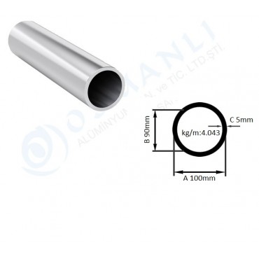 Alüminyum Boru Dış Çap 100mm  Et kalınlık 5mm